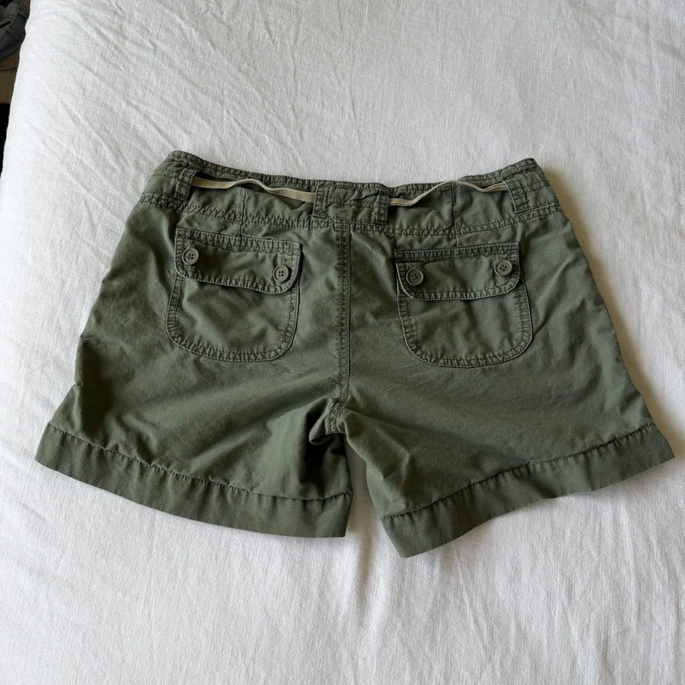 Y2K Charlotte Russe Cargo Utility Shorts Green Drawstring‎ Floral Waistband